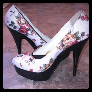 Canvas floral heels